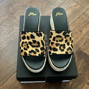 JCrew Calfhair Espadrille Slides Size 7.5 with box.